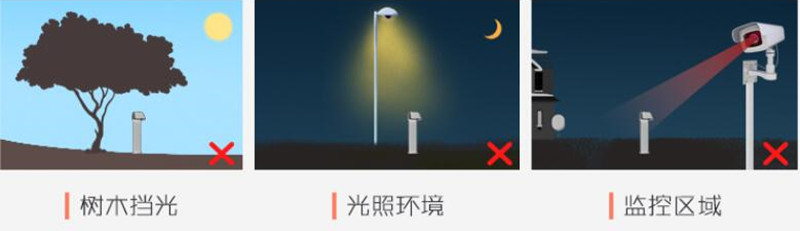 太阳能灯不能安装区域